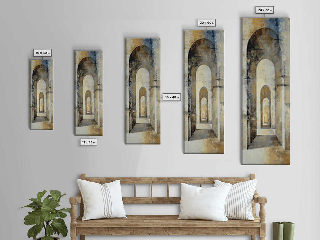 High Contrast Architectural Arches and Shadows Canvas Print, Black and White Art, Modern Art, Living Room Decor, Monochrome, BAW-1x3-63