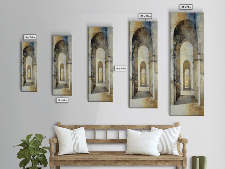 High Contrast Architectural Arches and Shadows Canvas Print, Black and White Art, Modern Art, Living Room Decor, Monochrome, BAW-1x3-63