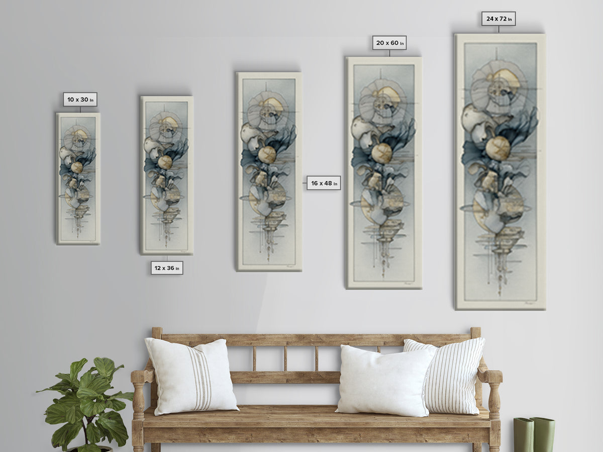 Minimal Face Pair Drawn Framed Canvas Print, Black and White Art, Fine Art Print, Living Room Decor, Oil Painting, Monochrome, BAW-1x3-74