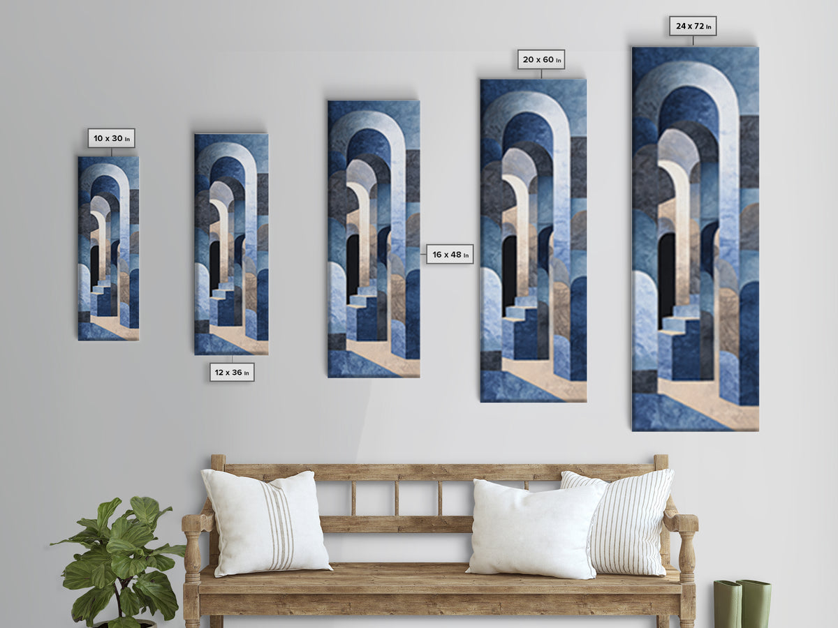 High Contrast Architectural Arches and Shadows Canvas Print, Black and White Art, Statement Artwork, Living Room Decor, BAW-1x3-87