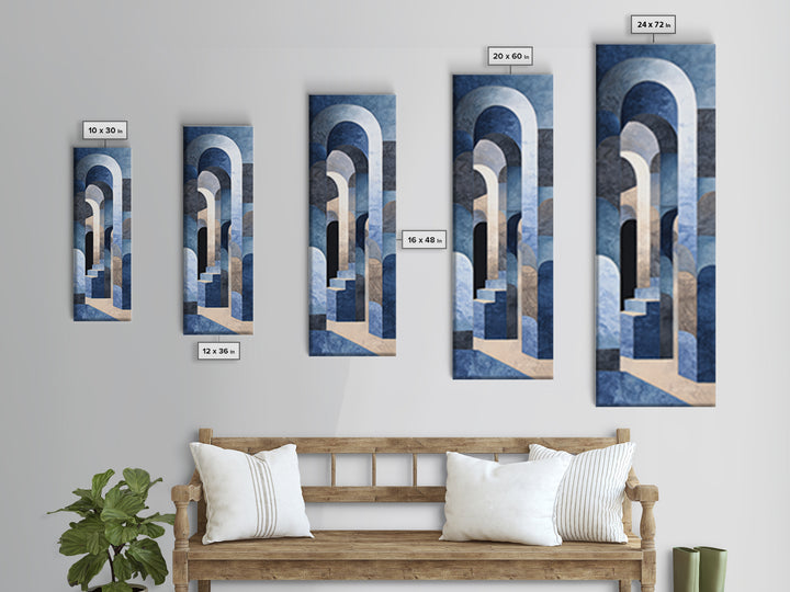 High Contrast Architectural Arches and Shadows Canvas Print, Black and White Art, Statement Artwork, Living Room Decor, BAW-1x3-87