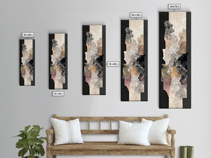 Abstract Marble Texture Canvas Print, Black and White Art, Luxury Decor, Living Room Decor, Abstract Art, Monochrome, BAW-1x3-99