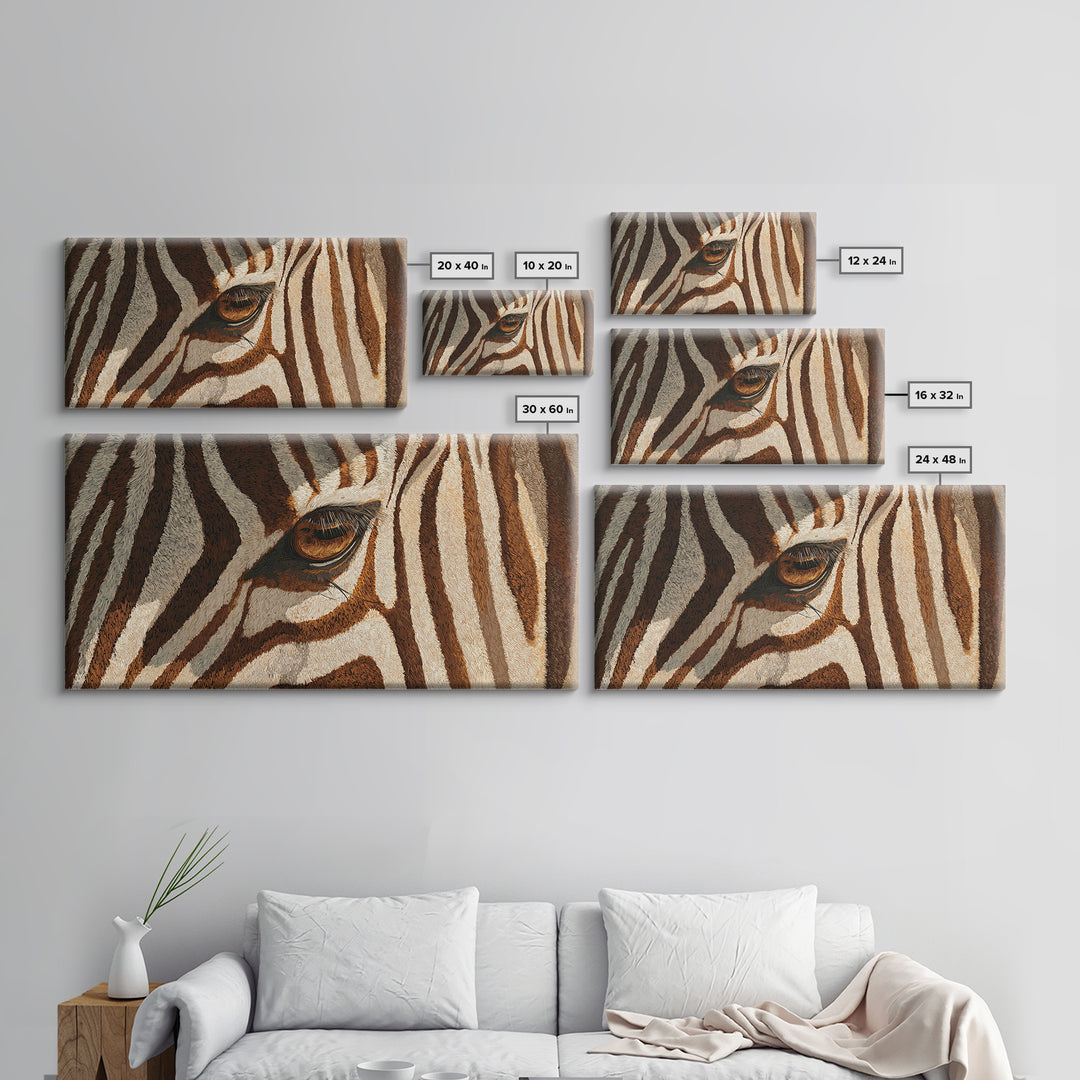 Zebra Stripe Closeup as Graphic Abstraction Canvas Print, Black and White Art, Canvas Print, Living Room Decor, Monochrome, BAW-2x1-100