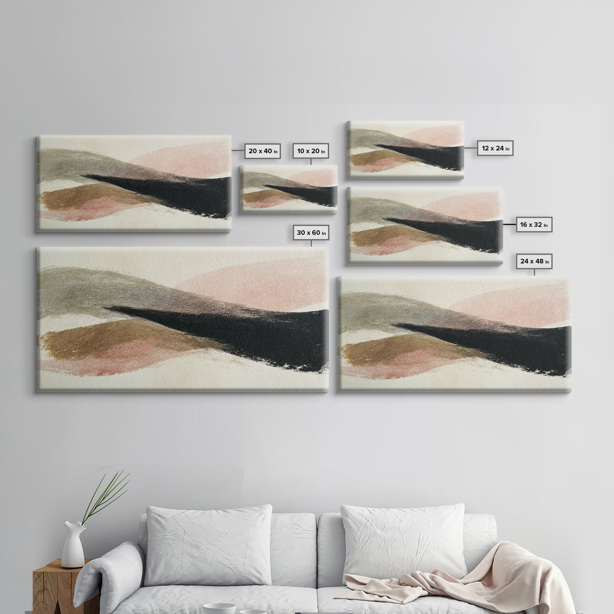 Abstract Charcoal Gestures on White Paper Canvas Print, Black and White Art, Minimalist Decor, Living Room Decor, Monochrome, BAW-2x1-24
