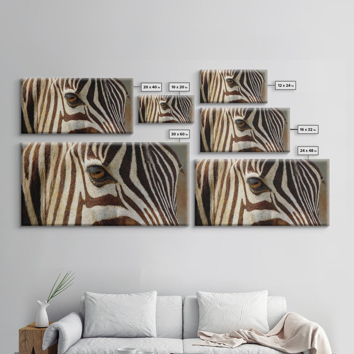 Zebra Stripe Closeup as Graphic Abstraction Canvas Print, Black and White Art, Contemporary Art, Living Room Decor, Monochrome, BAW-2x1-28
