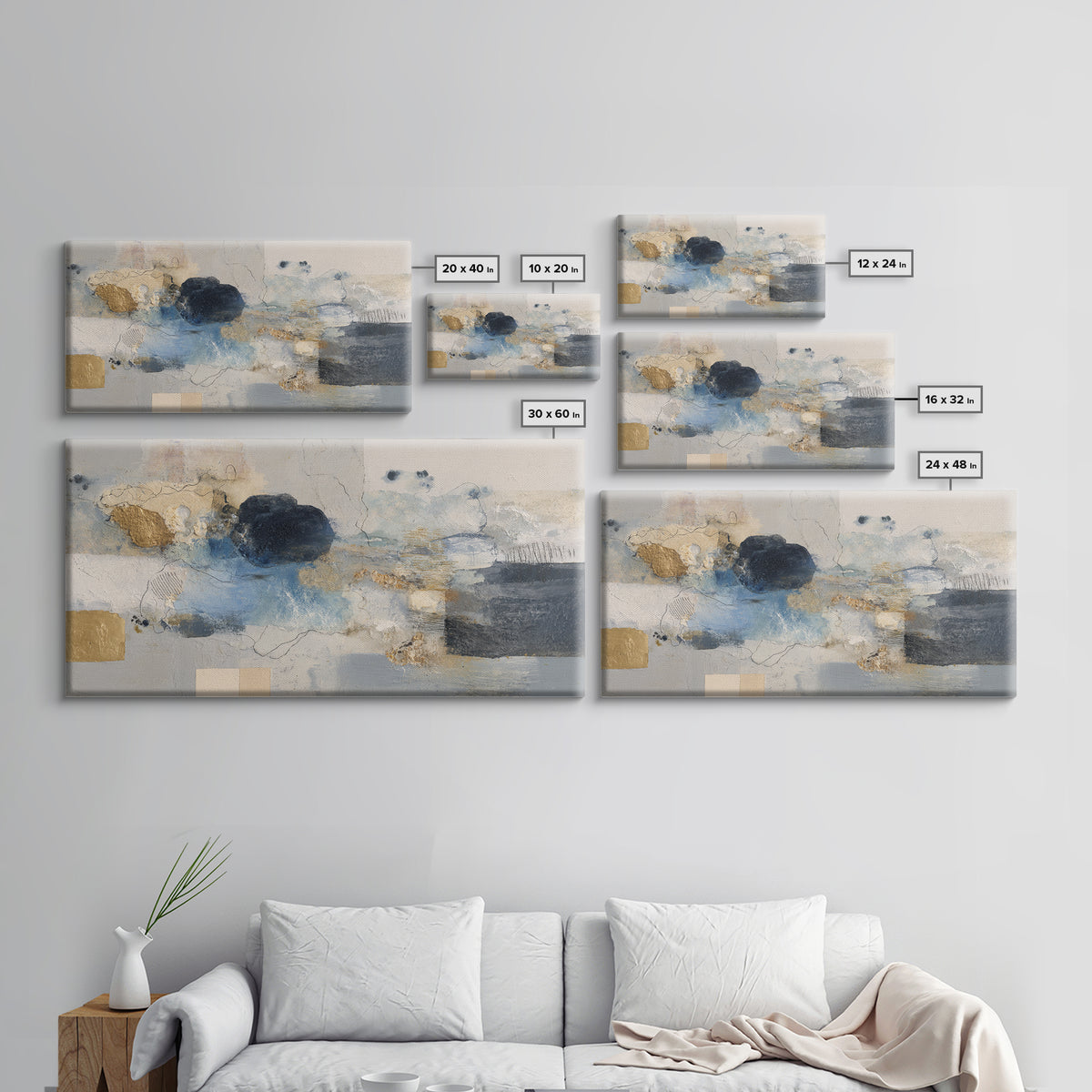 Minimal Face Pair Drawn Framed Canvas Print, Black and White Art, Contemporary Art, Living Room Decor, Fine Art, Monochrome, BAW-2x1-34