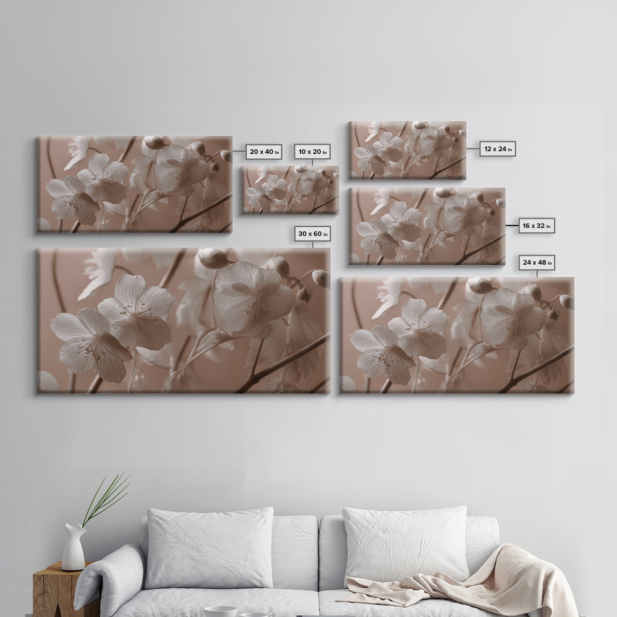 Black and White Botanical Specimen Plate Canvas Print, Black and White Art, Art Print, Living Room Decor, Monochrome, BAW-2x1-43
