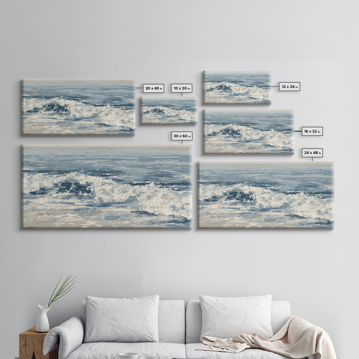 Stormy Ocean Wave Canvas Print, Black and White Art, Digital Prints, Living Room Decor, Fine Art, Monochrome, Wood Wall Art, BAW-2x1-54