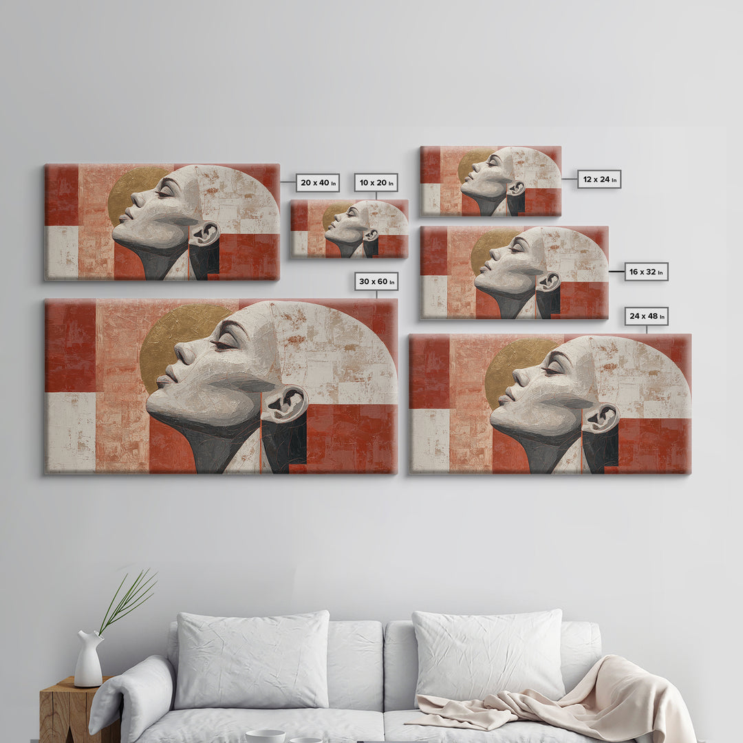 Monochrome Female Profile Canvas Print, Black and White Art, Printable Art, Living Room Decor, Abstract Art, Monochrome, BAW-2x1-69