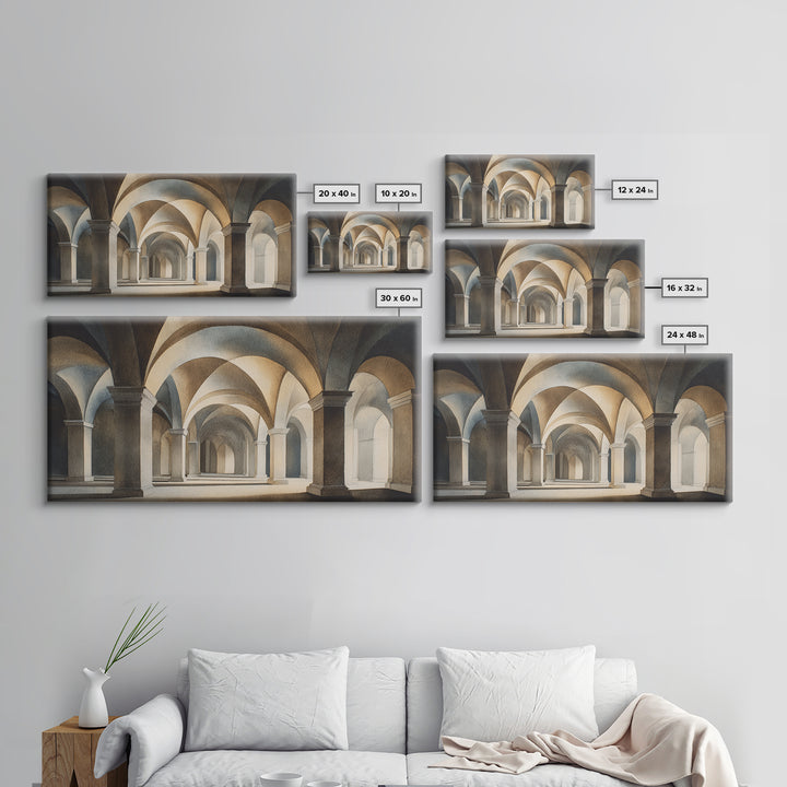 High Contrast Architectural Arches and Shadows Canvas Print, Black and White Art, Set of 3 Prints, Living Room Decor, BAW-2x1-71