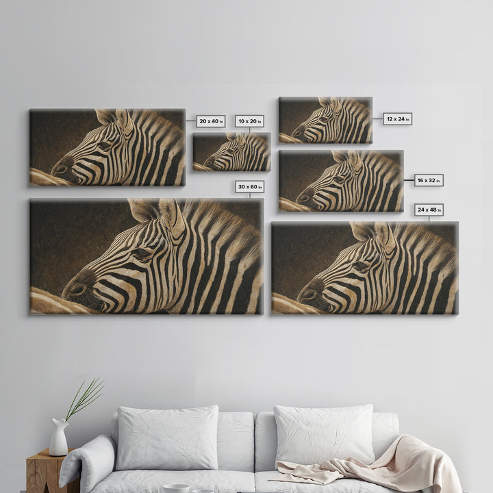 Zebra Stripe Closeup as Graphic Abstraction Canvas Print, Black and White Art, Wood Wall Art, Living Room Decor, Monochrome, BAW-2x1-76