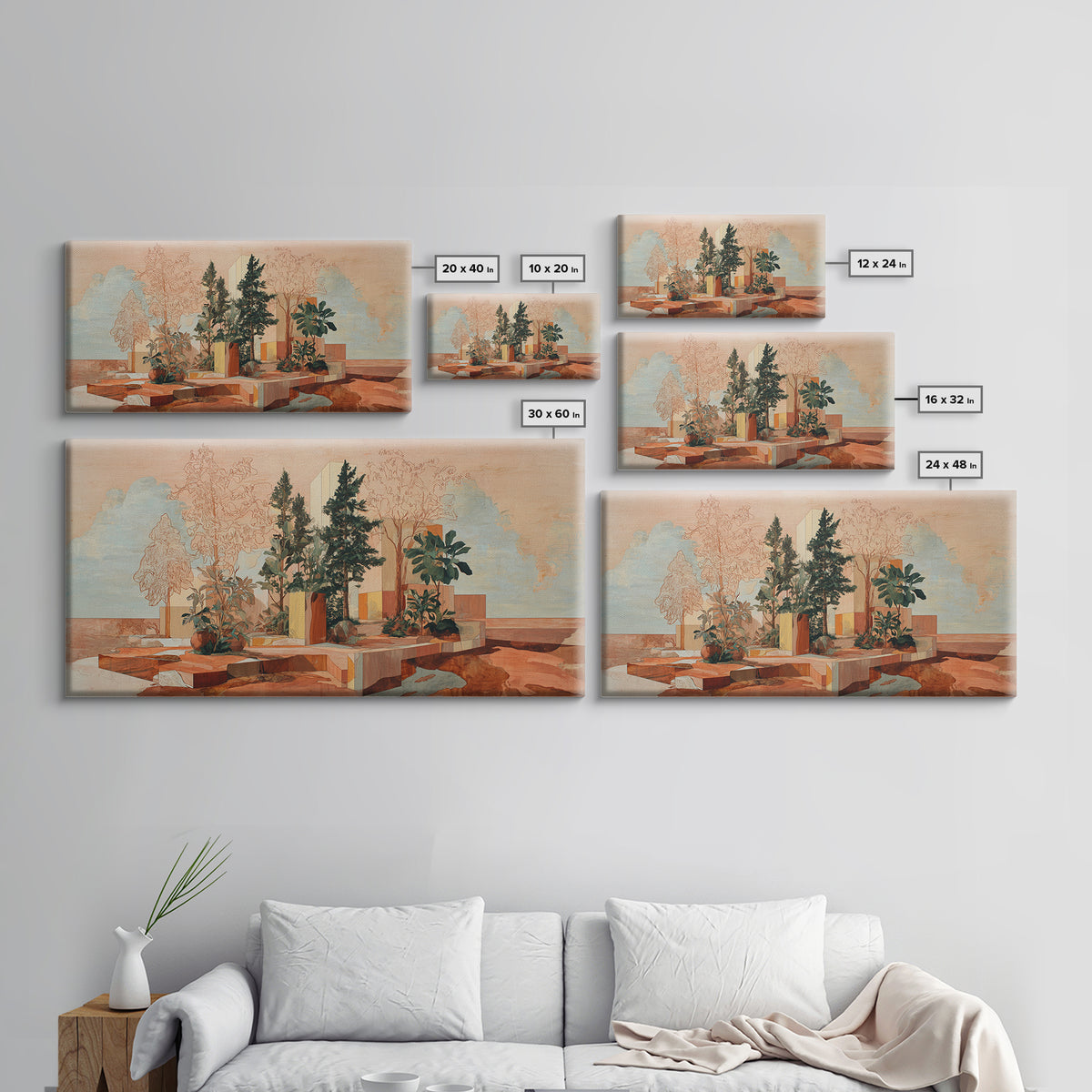 Minimal Face Pair Drawn Canvas Print, Black and White Art, Halloween Decor, Living Room Decor, Oil Painting, Monochrome, BAW-2x1-82