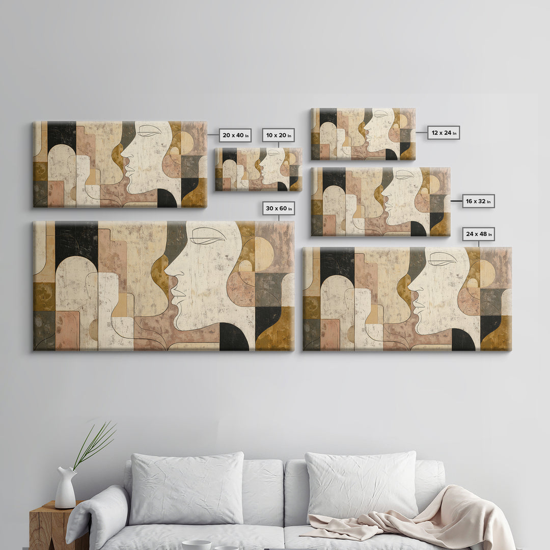 Monochrome Female Profile Canvas Print, Black and White Art, Printable Art, Living Room Decor, Abstract Art, Monochrome, BAW-2x1-93