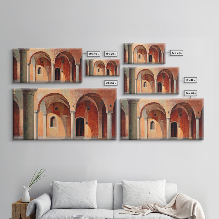 High Contrast Architectural Arches and Shadows Canvas Print, Black and White Art, Neutral Decor, Living Room Decor, Monochrome, BAW-2x1-95