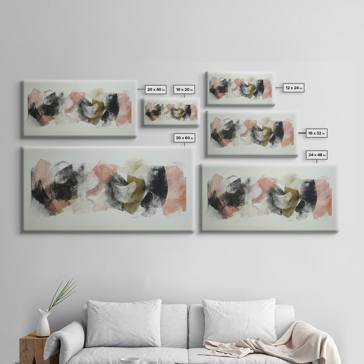 Abstract Charcoal Gestures on White Paper Canvas Print, Black and White Art, Modern Wall Art, Living Room Decor, Monochrome, BAW-2x1-96