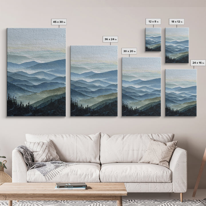 Black Ink Mountain Range Canvas Print, Black and White Art, Contemporary Art, Living Room Decor, Fine Art, Monochrome, BAW-2x3-10