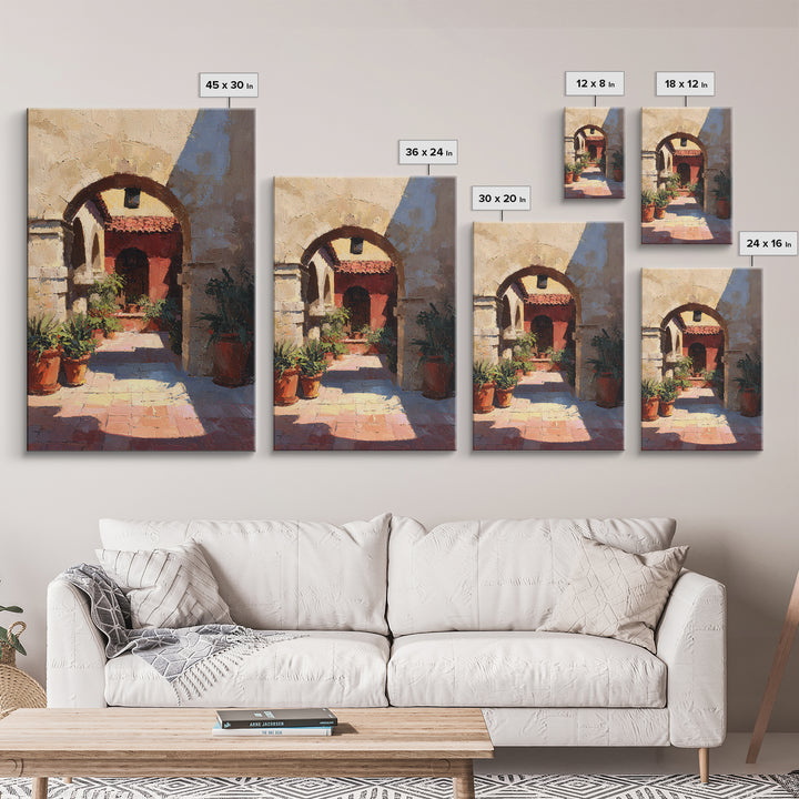 High Contrast Architectural Arches and Shadows Canvas Print, Black and White Art, Living Room Decor, Monochrome, BAW-2x3-11