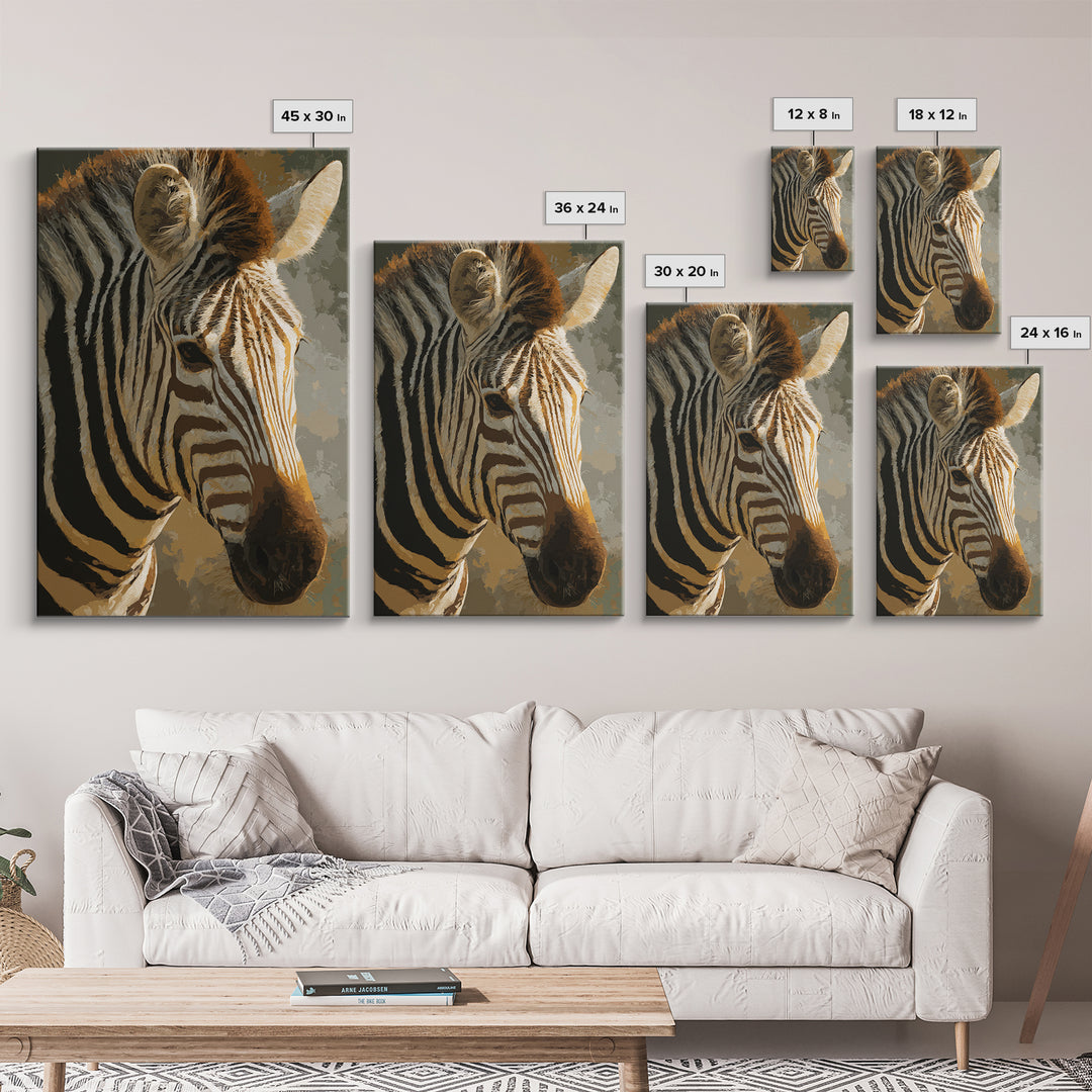 Zebra Stripe Closeup as Graphic Abstraction Canvas Print, Black and White Art, Gallery Decor, Living Room Decor, Monochrome, BAW-2x3-16