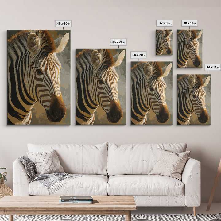 Zebra Stripe Closeup as Graphic Abstraction Canvas Print, Black and White Art, Gallery Decor, Living Room Decor, Monochrome, BAW-2x3-16