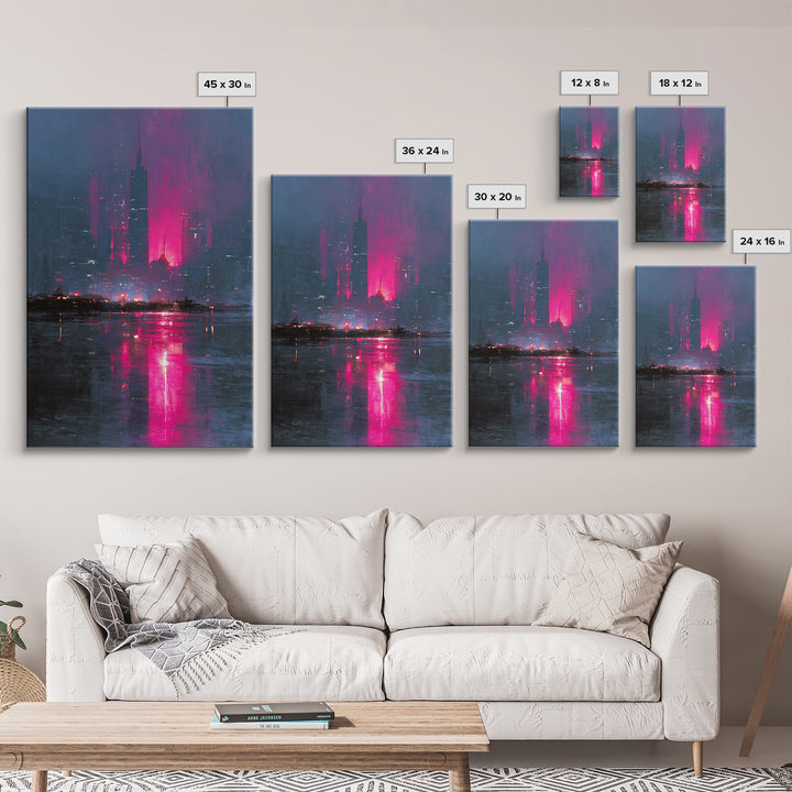 Monochrome City Skyline Reflected Canvas Print, Black and White Art, Contemporary Art, Living Room Decor, Monochrome, BAW-2x3-19