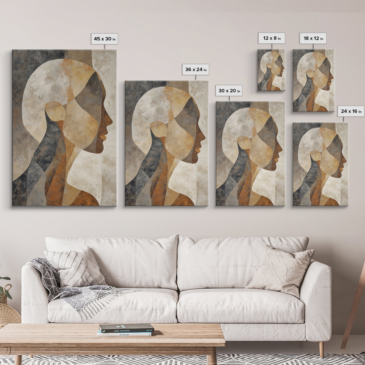 Monochrome Female Profile Canvas Print, Black and White Art, Modern Wall Art, Living Room Decor, Fine Art, Monochrome, BAW-2x3-57