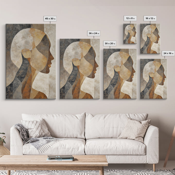Monochrome Female Profile Canvas Print, Black and White Art, Modern Wall Art, Living Room Decor, Fine Art, Monochrome, BAW-2x3-57