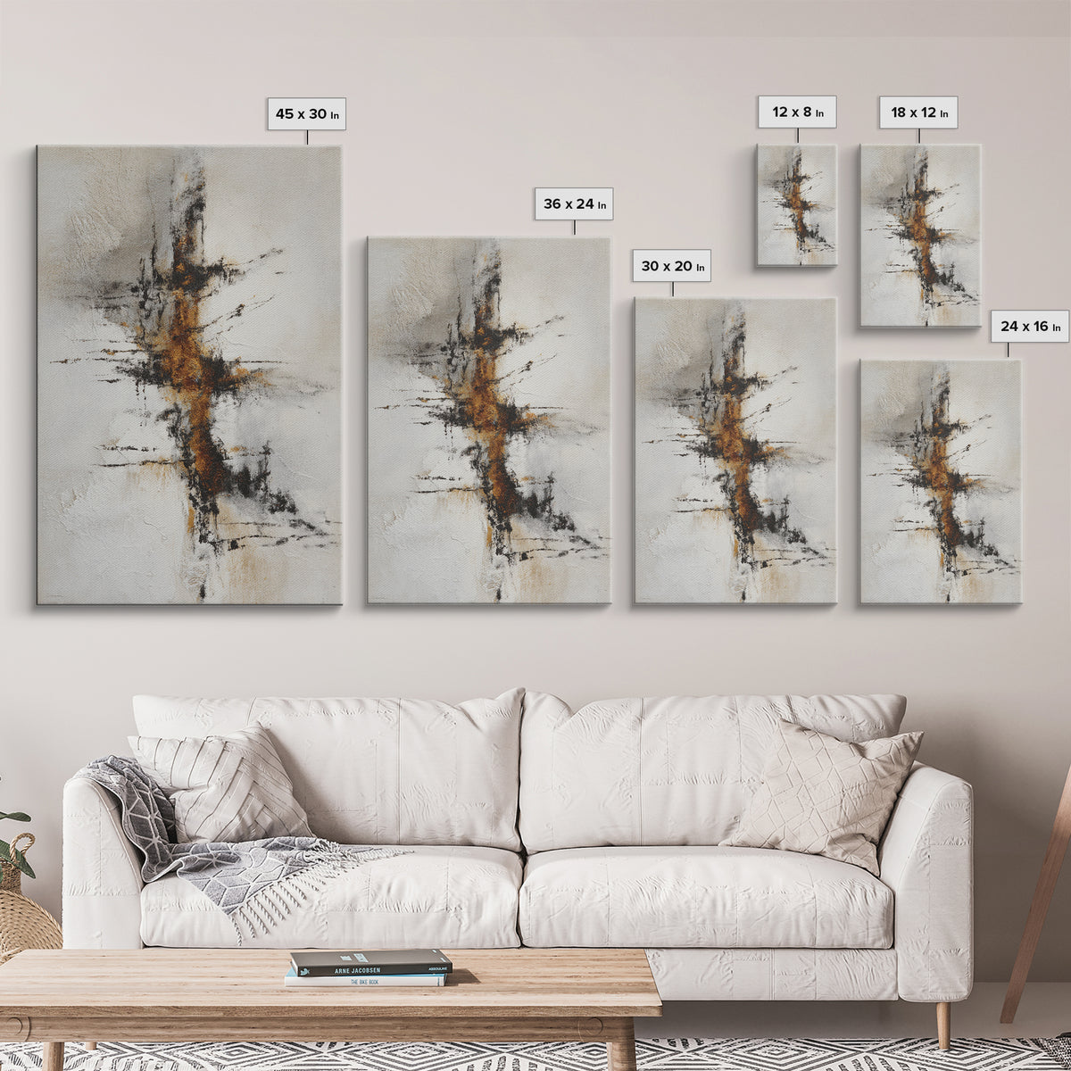 Abstract Charcoal Gestures on White Paper Canvas Print, Black and White Art, Printable, Living Room Decor, Monochrome, BAW-2x3-60