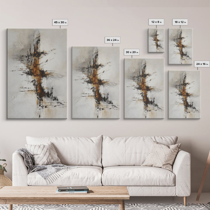 Abstract Charcoal Gestures on White Paper Canvas Print, Black and White Art, Printable, Living Room Decor, Monochrome, BAW-2x3-60