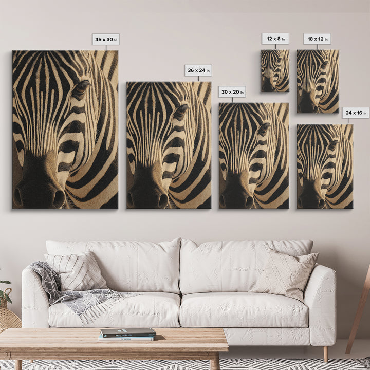 Zebra Stripe Closeup as Graphic Abstraction Canvas Print, Black and White Art, Halloween Decor, Living Room Decor, Monochrome, BAW-2x3-64