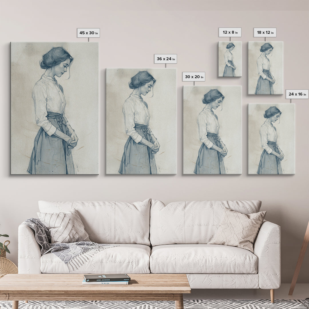 Classic Nude Figure Sketch Canvas Print, Black and White Art, Apartment Decor, Living Room Decor, Fine Art, Monochrome, BAW-2x3-65