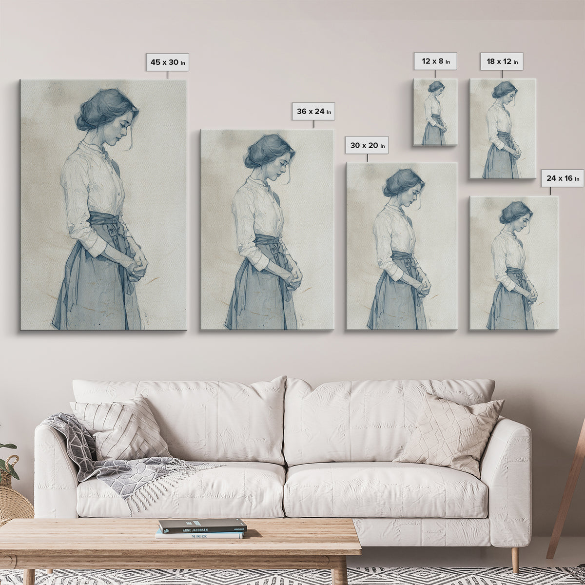 Classic Nude Figure Sketch Canvas Print, Black and White Art, Apartment Decor, Living Room Decor, Fine Art, Monochrome, BAW-2x3-65
