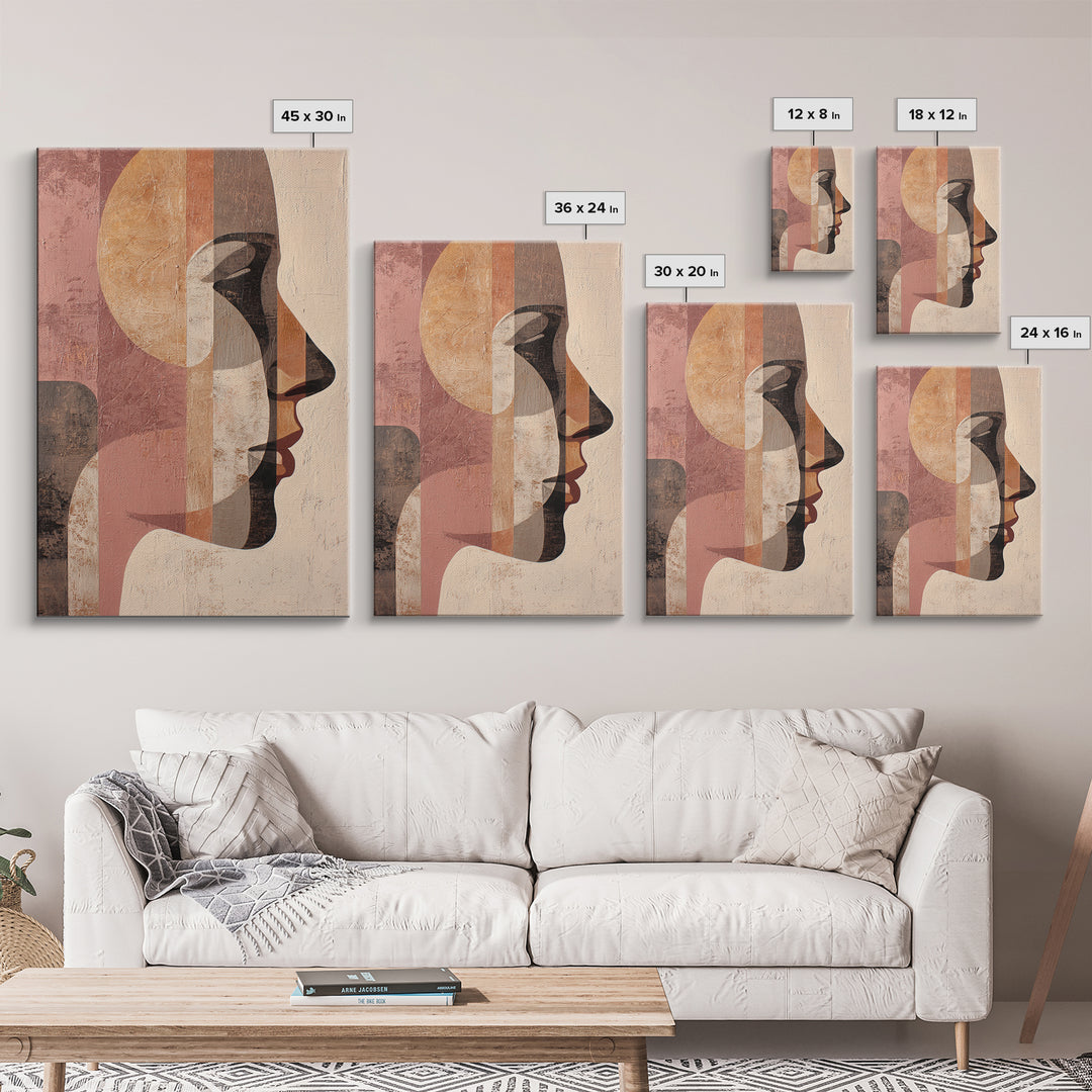 Monochrome Female Profile Canvas Print, Black and White Art, Modern Wall Art, Living Room Decor, Fine Art, Monochrome, BAW-2x3-81
