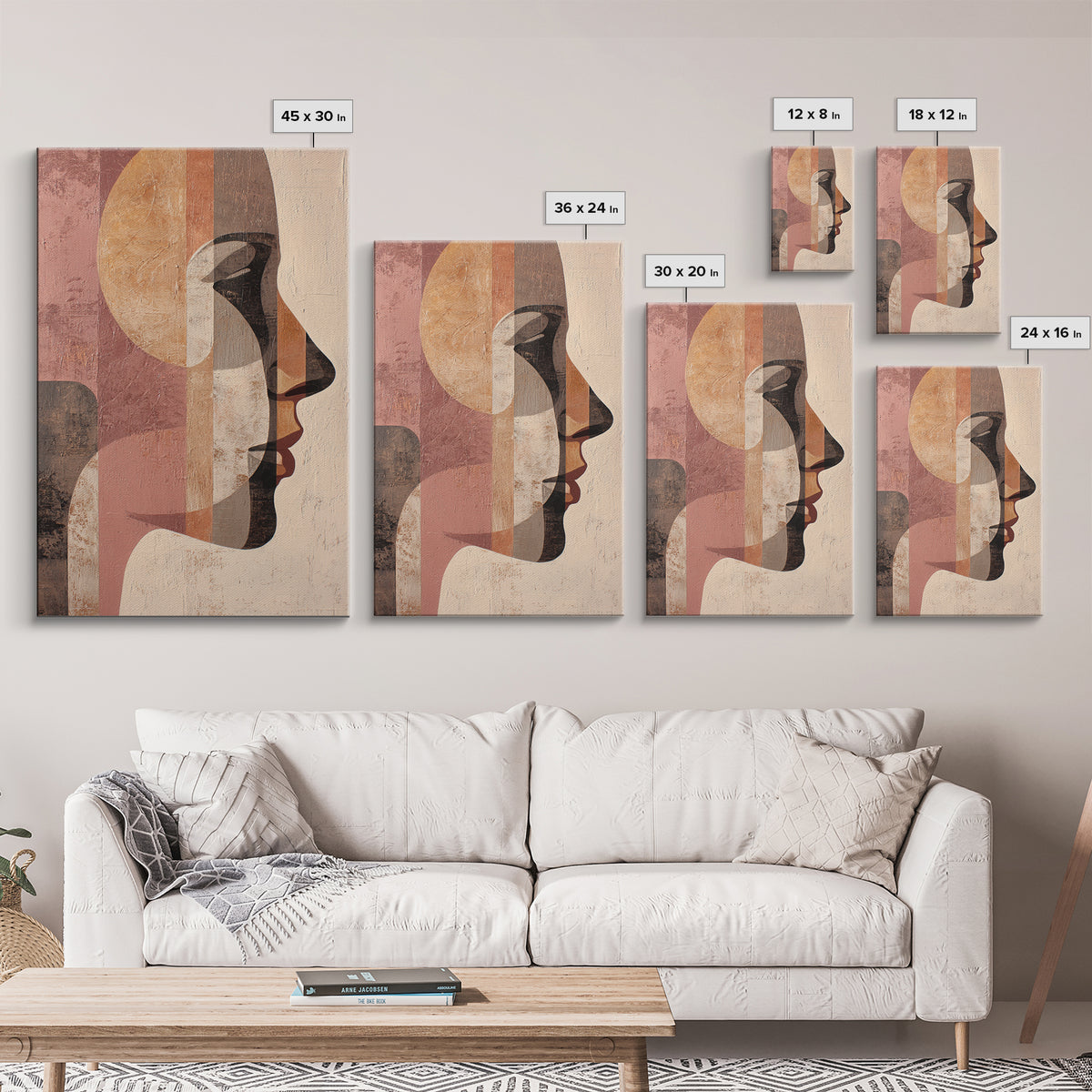 Monochrome Female Profile Canvas Print, Black and White Art, Modern Wall Art, Living Room Decor, Fine Art, Monochrome, BAW-2x3-81