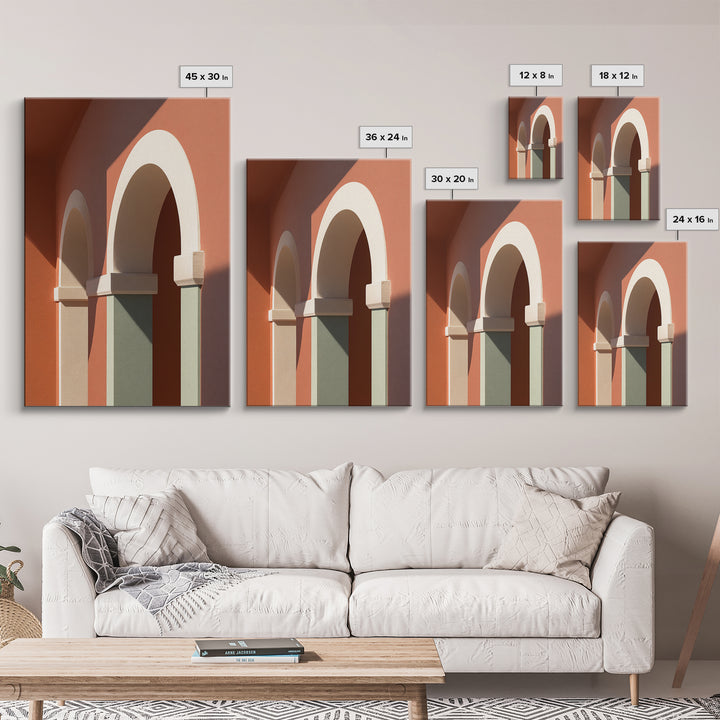 High Contrast Architectural Arches and Shadows Canvas Print, Black and White Art, Set of 3 Prints, Living Room Decor, BAW-2x3-83