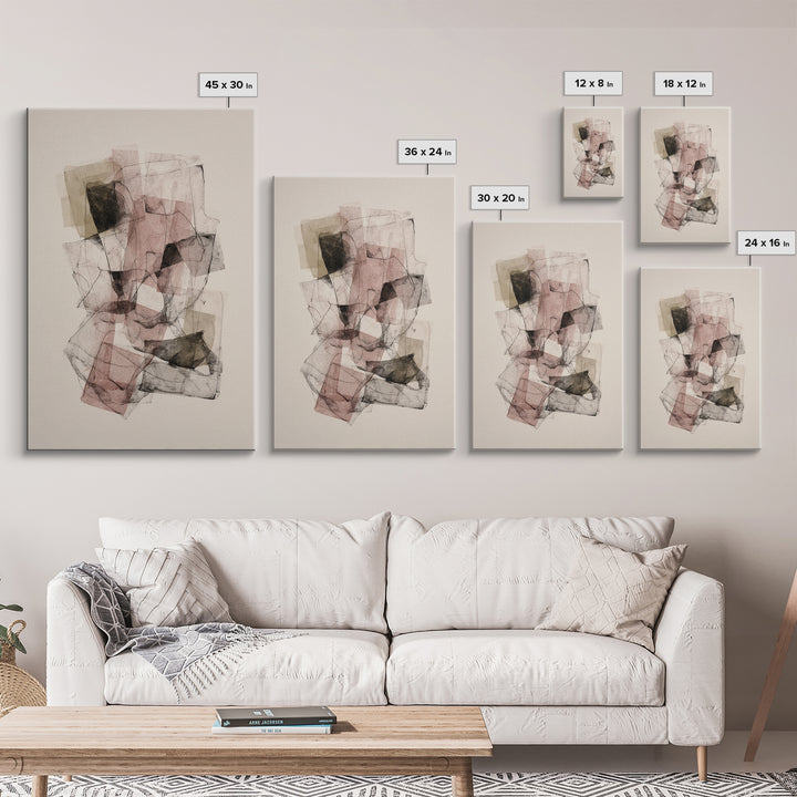 Abstract Charcoal Gestures on White Paper Canvas Print, Black and White Art, Modern Decor, Living Room Decor, Monochrome, BAW-2x3-84