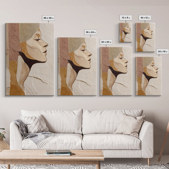 Monochrome Female Profile Canvas Print, Black and White Art, Printable, Living Room Decor, Abstract Art, Monochrome, BAW-2x3-9