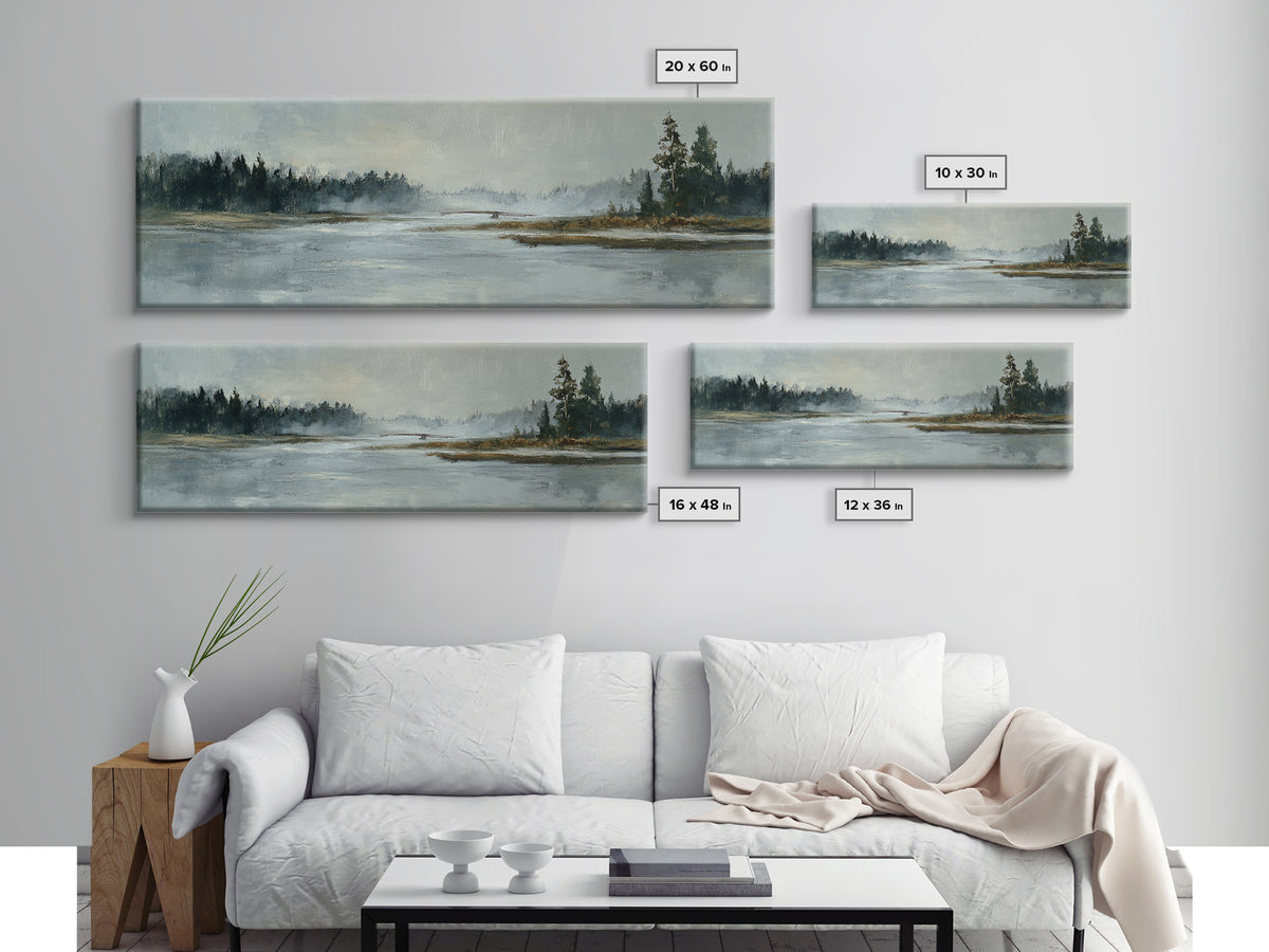 Misty Bridge Landscape Canvas Print, Black and White Art, Photo Prints, Living Room Decor, Watercolor Art, Monochrome, BAW-3x1-11
