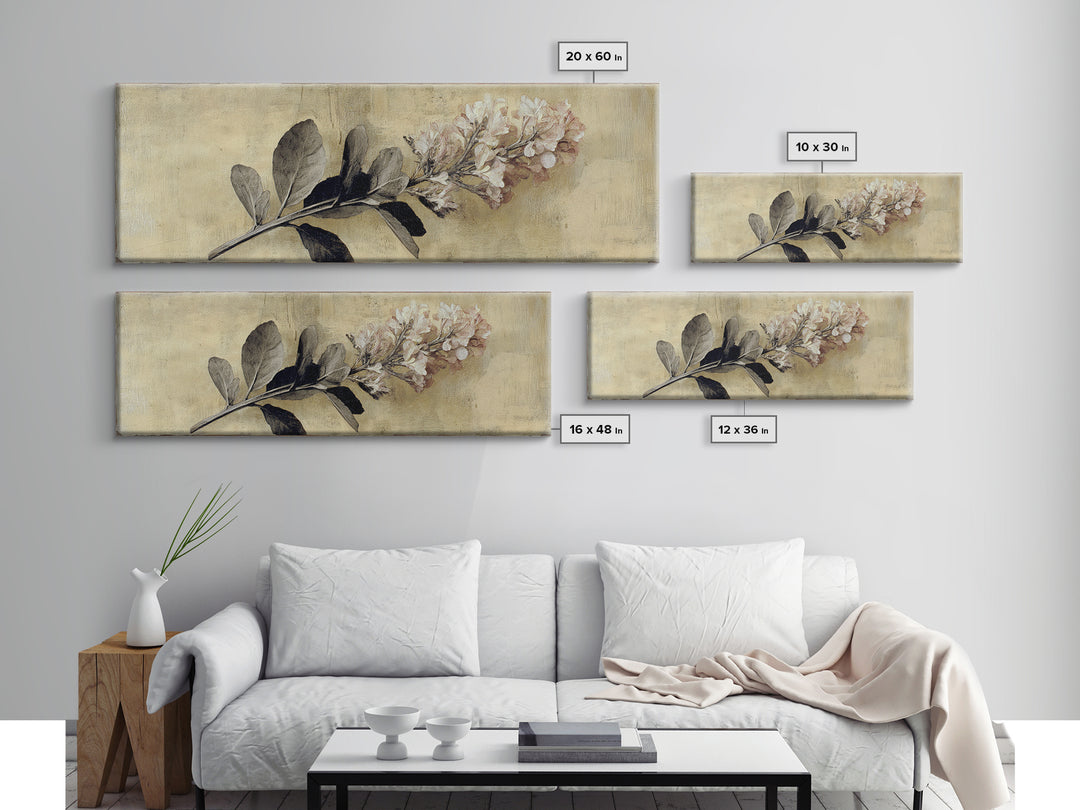 Black and White Botanical Specimen Plate Canvas Print, Black and White Art, Gallery Decor, Living Room Decor, Monochrome, BAW-3x1-15