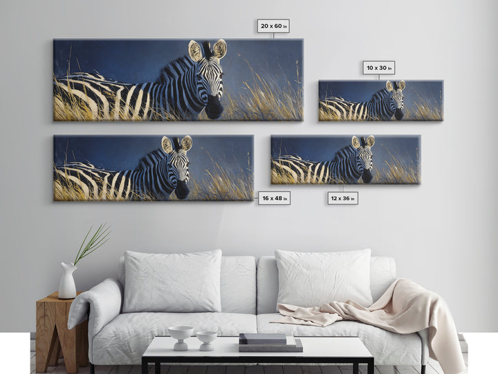 Zebra Stripe Closeup as Graphic Abstraction Canvas Print, Black and White Art, Cabin Decor, Living Room Decor, Abstract Art, BAW-3x1-24