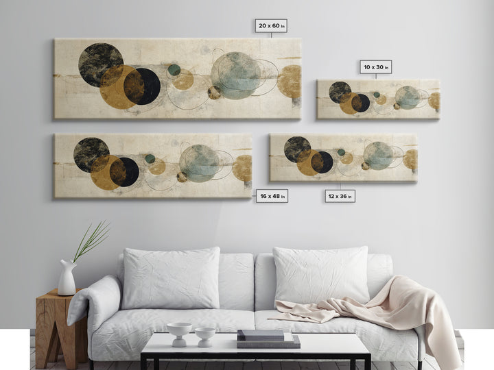 Large Circle and Line Abstract Canvas Print, Black and White Art, Wall Art, Living Room Decor, Abstract Art, Monochrome, BAW-3x1-88