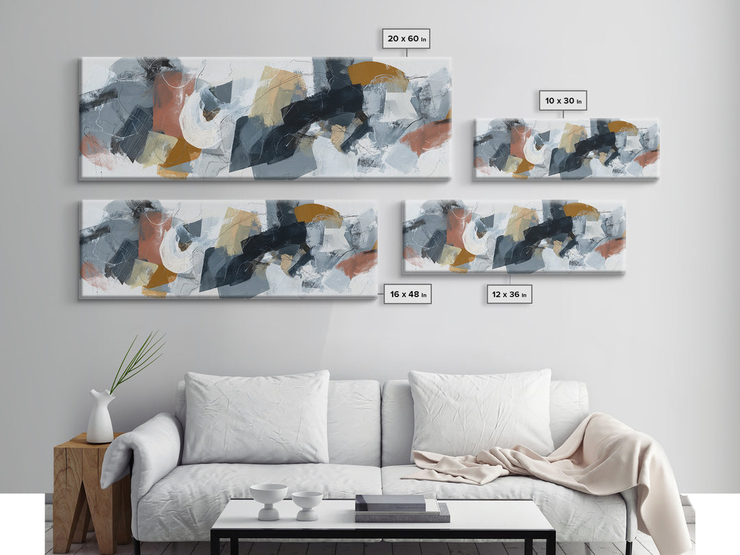 Abstract Charcoal Gestures on White Paper Canvas Print, Black and White Art, Art Prints, Living Room Decor, Monochrome, BAW-3x1-92