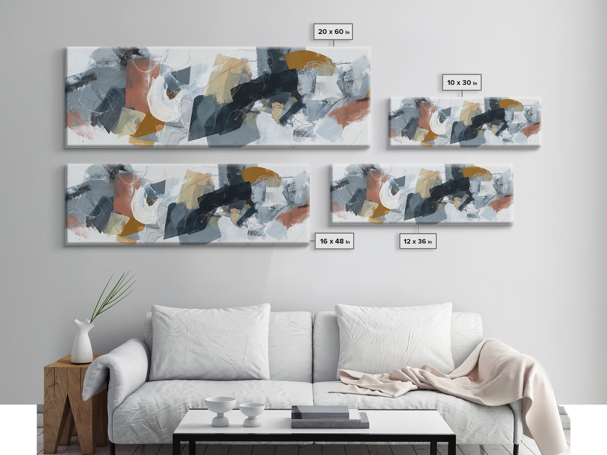 Abstract Charcoal Gestures on White Paper Canvas Print, Black and White Art, Art Prints, Living Room Decor, Monochrome, BAW-3x1-92