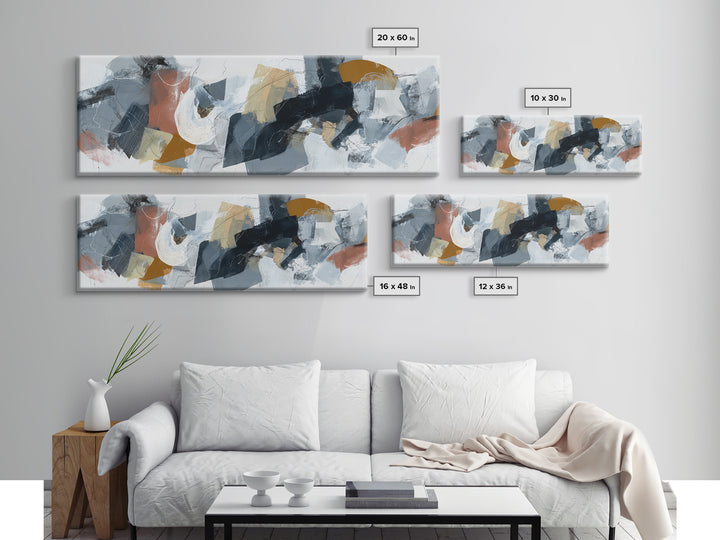 Abstract Charcoal Gestures on White Paper Canvas Print, Black and White Art, Art Prints, Living Room Decor, Monochrome, BAW-3x1-92