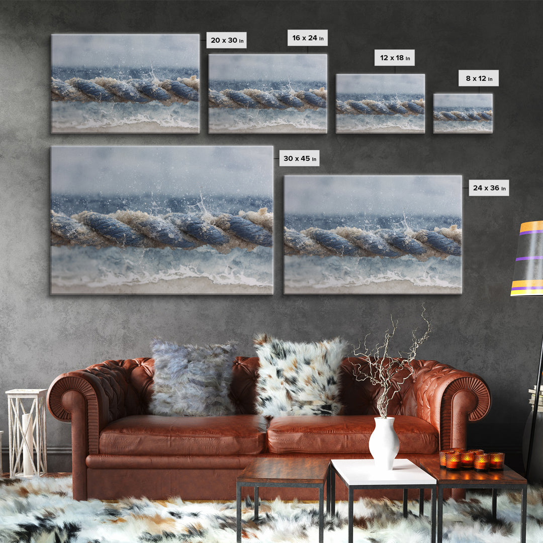 Stormy Ocean Wave Framed Canvas Print, Black and White Art, Gothic Decor, Living Room Decor, Oil Painting, Monochrome, BAW-3x2-14