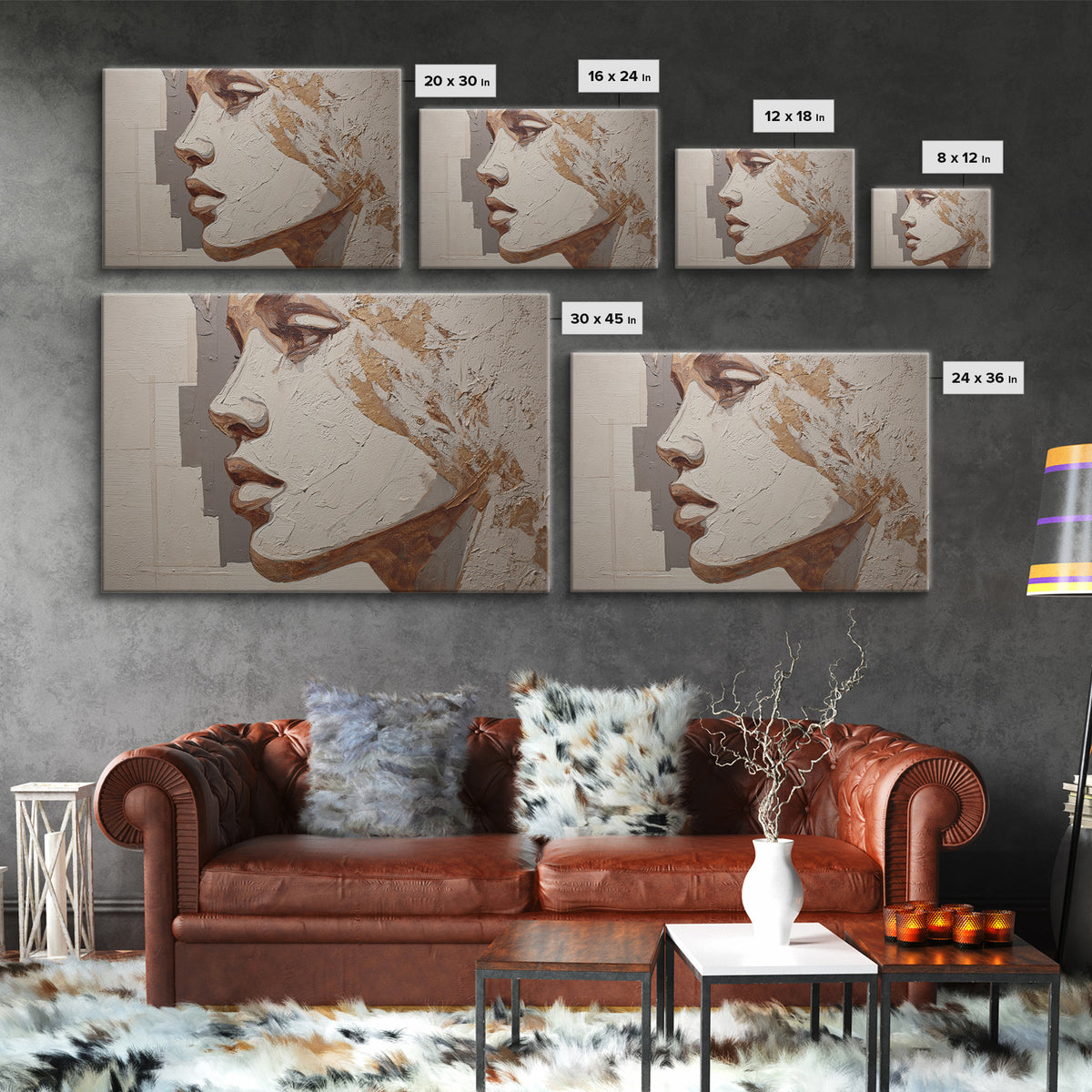 Monochrome Female Profile Canvas Print, Black and White Art, Modern Decor, Living Room Decor, Abstract Art, Monochrome, BAW-3x2-29