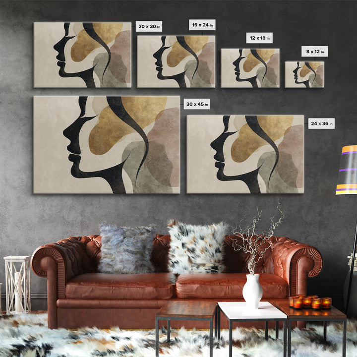 Monochrome Female Profile Canvas Print, Black and White Art, Modern Decor, Living Room Decor, Abstract Art, Monochrome, BAW-3x2-53