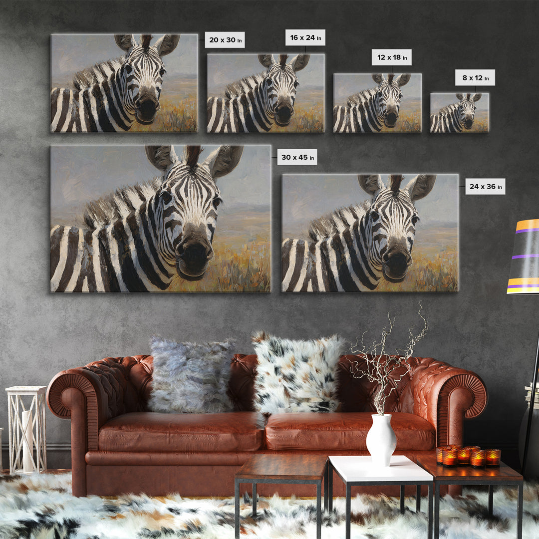Zebra Stripe Closeup as Graphic Abstraction Canvas Print, Black and White Art, Textured Painting, Living Room Decor, Monochrome, BAW-3x2-60