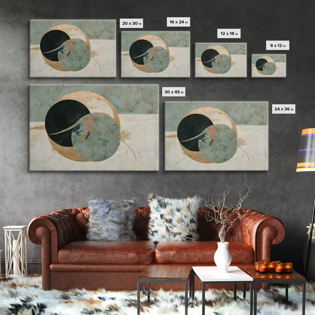 Large Circle and Line Abstract Canvas Print, Black and White Art, Luxury Decor, Living Room Decor, Abstract Art, Monochrome, BAW-3x2-76