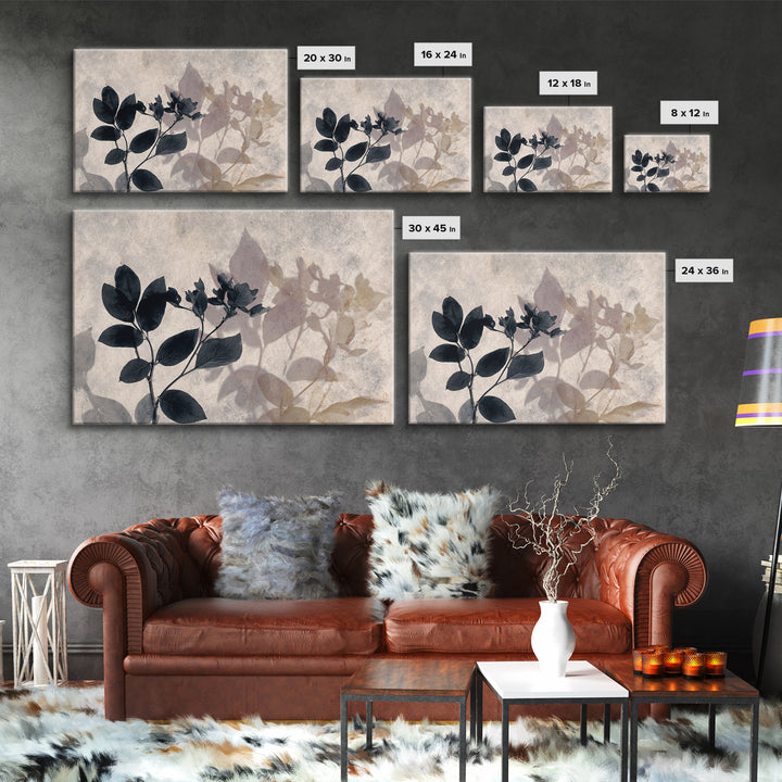 Black and White Botanical Specimen Plate Canvas Print, Black and White Art, Printable Wall Art, Living Room Decor, Monochrome, BAW-3x2-99