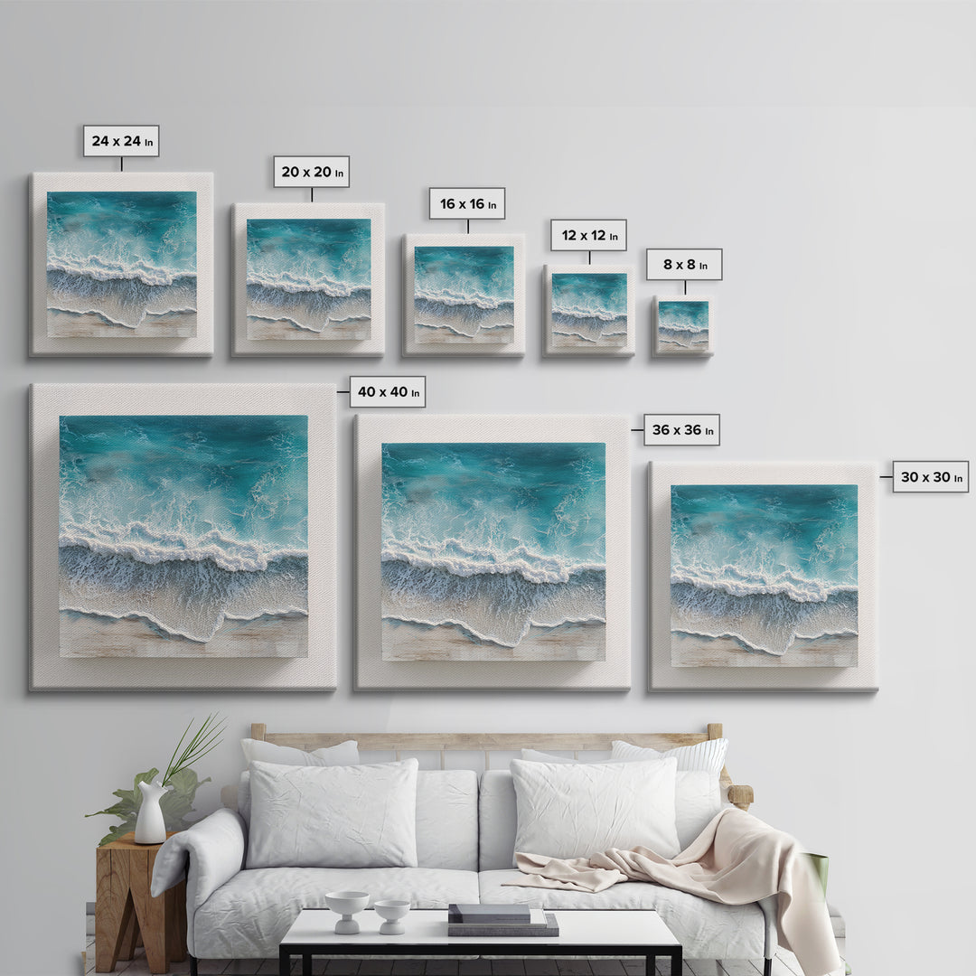 Aerial Turquoise Shoreline Canvas Print, Beach Art, Modern Decor, Coastal Decor, Fine Art, Shore, Home Decor, Wall Decor, BEA-1x1-25